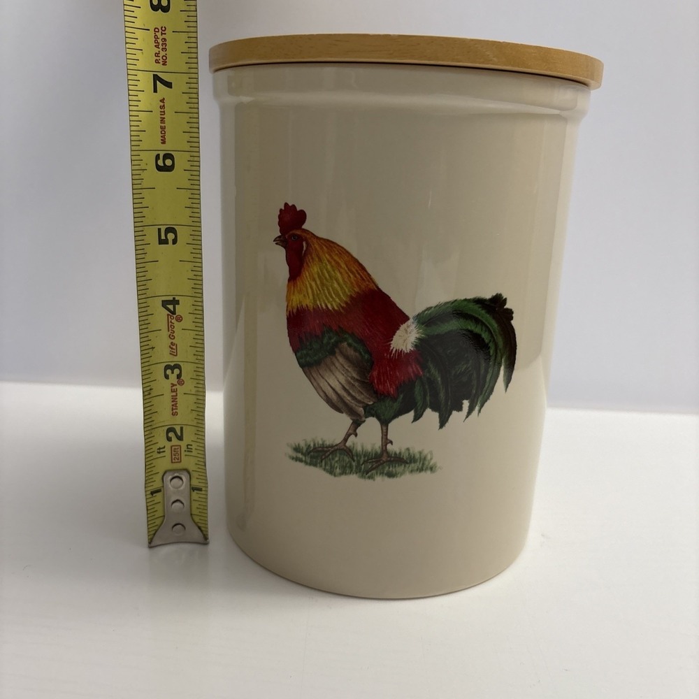 Pimpernel Ceramic Canister Rooster Farmhouse Kitchen Storage Jar Wooden Lid - Picture 9 of 11